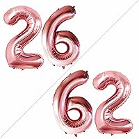 Vista 144 de GOER Globos con el número 80 para decoraciones de fiesta de cumpleaños número 80, globos de helio de aluminio jumbo de 42 pulgadas para 80 Oro rosa