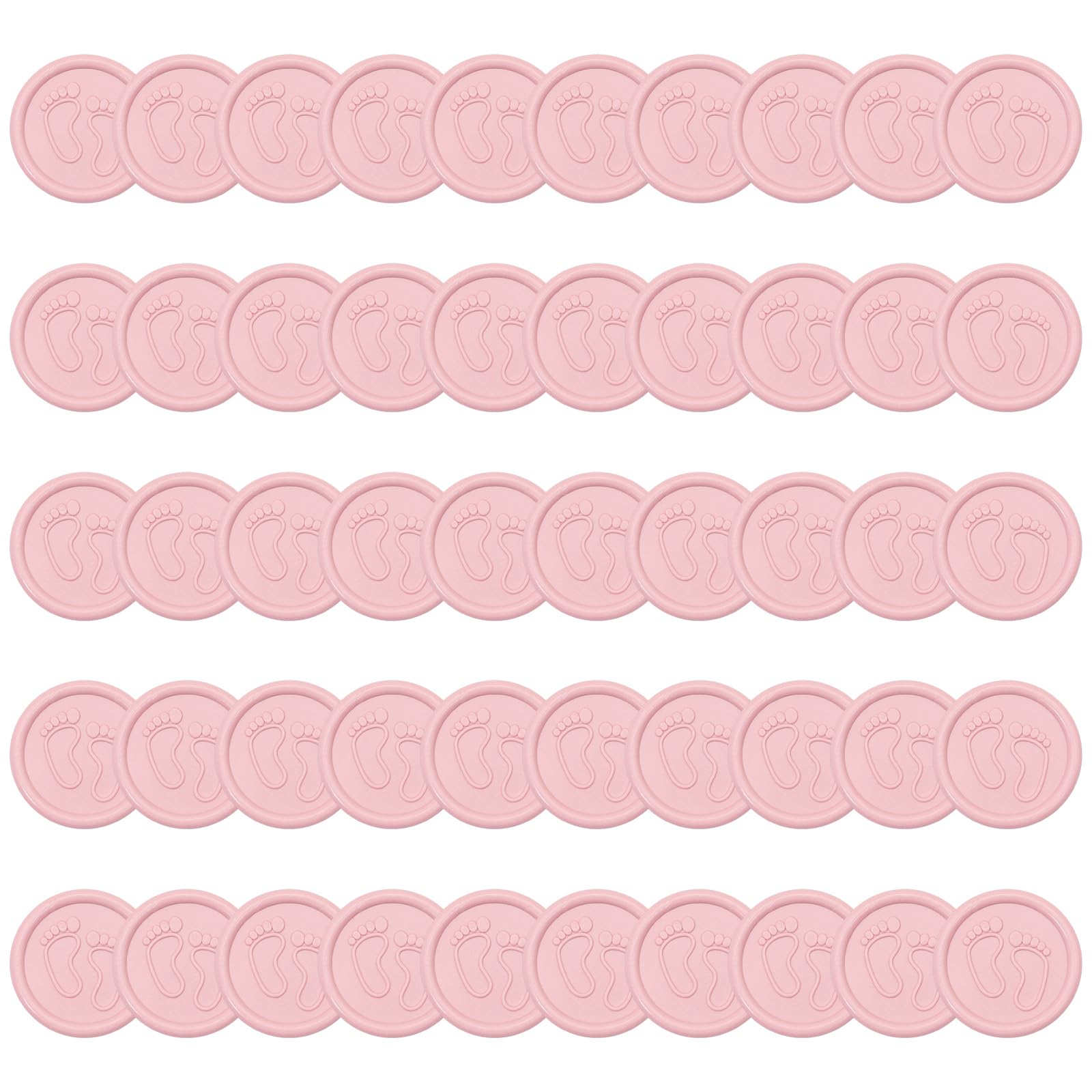 Kaeltsyn Of 50 Adhesive Baby Footprint Waxs Seal Sticker for Decorative Sealing on Card Invitations and Envelopes Decoration Sticker