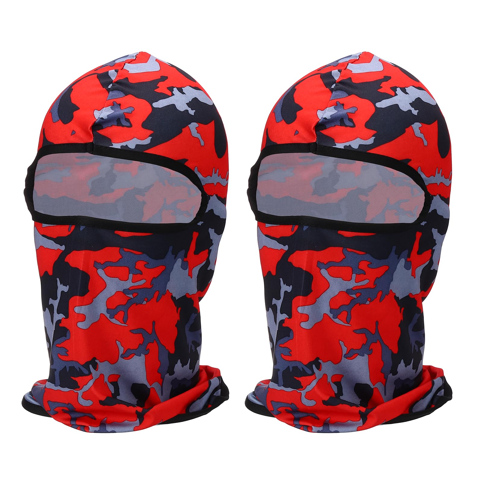 sourcing map 2pcs Summer Balaclava Face Mask, Polyester Sun Protection Hood Face Cover Cooling Full Head Mask for Men Women Fishing Motorcycle Cycling, Camo Red
