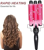 Vista 4 de Varita rizadora de pelo, rizador de pelo, rizador de pelo de triple tubo, varita de rizador de cabello de 2 temperaturas, turmalina, herramienta