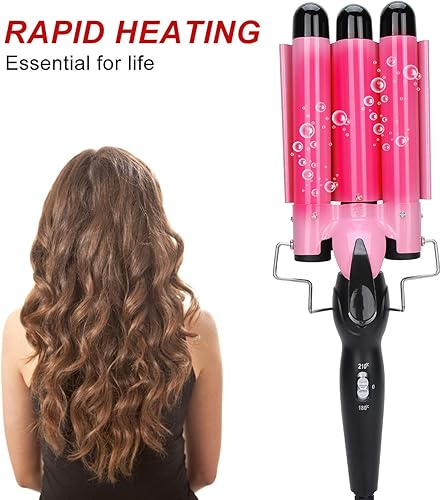 Miniatura 4 de Varita rizadora de pelo, rizador de pelo, rizador de pelo de triple tubo, varita de rizador de cabello de 2 temperaturas, turmalina, herramienta