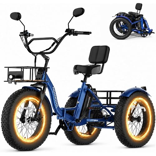 MOONCOOL Electric Tricycle for Adults, Fat Tire Folding Electric Trike