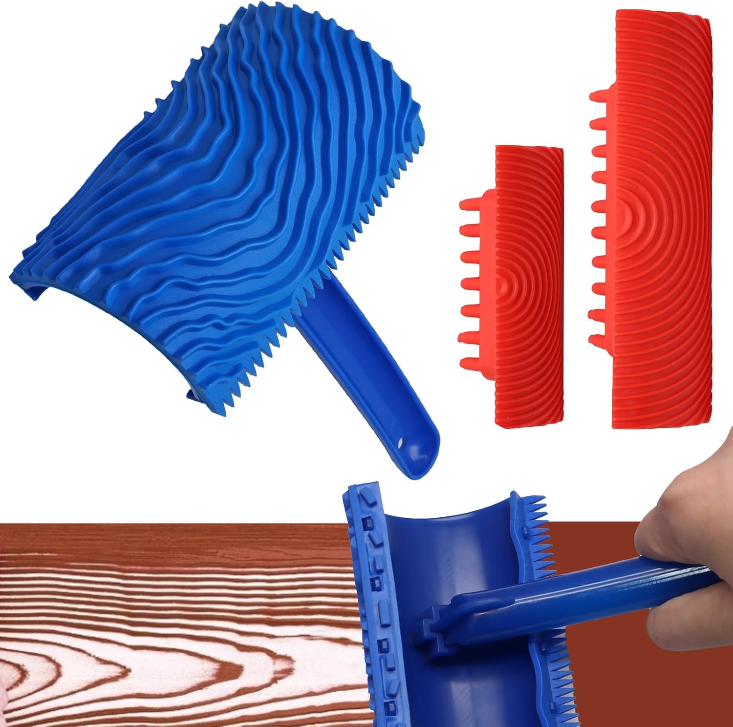 3PCS Wood Grain Tool Set, Soft Rubber, for DIY Faux Wood Painting image 2