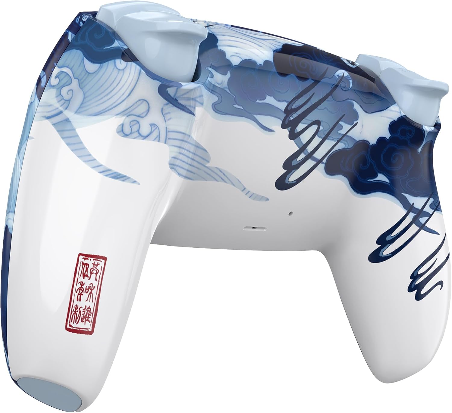 eXtremeRate Luna Redesigned Full Set Shell Buttons Touchpad Cover Compatible with ps5 Controller BDM-030 BDM-040 BDM-050, Porcelain Dragon Replacement Top Bottom Cover Compatible with ps5 Controller