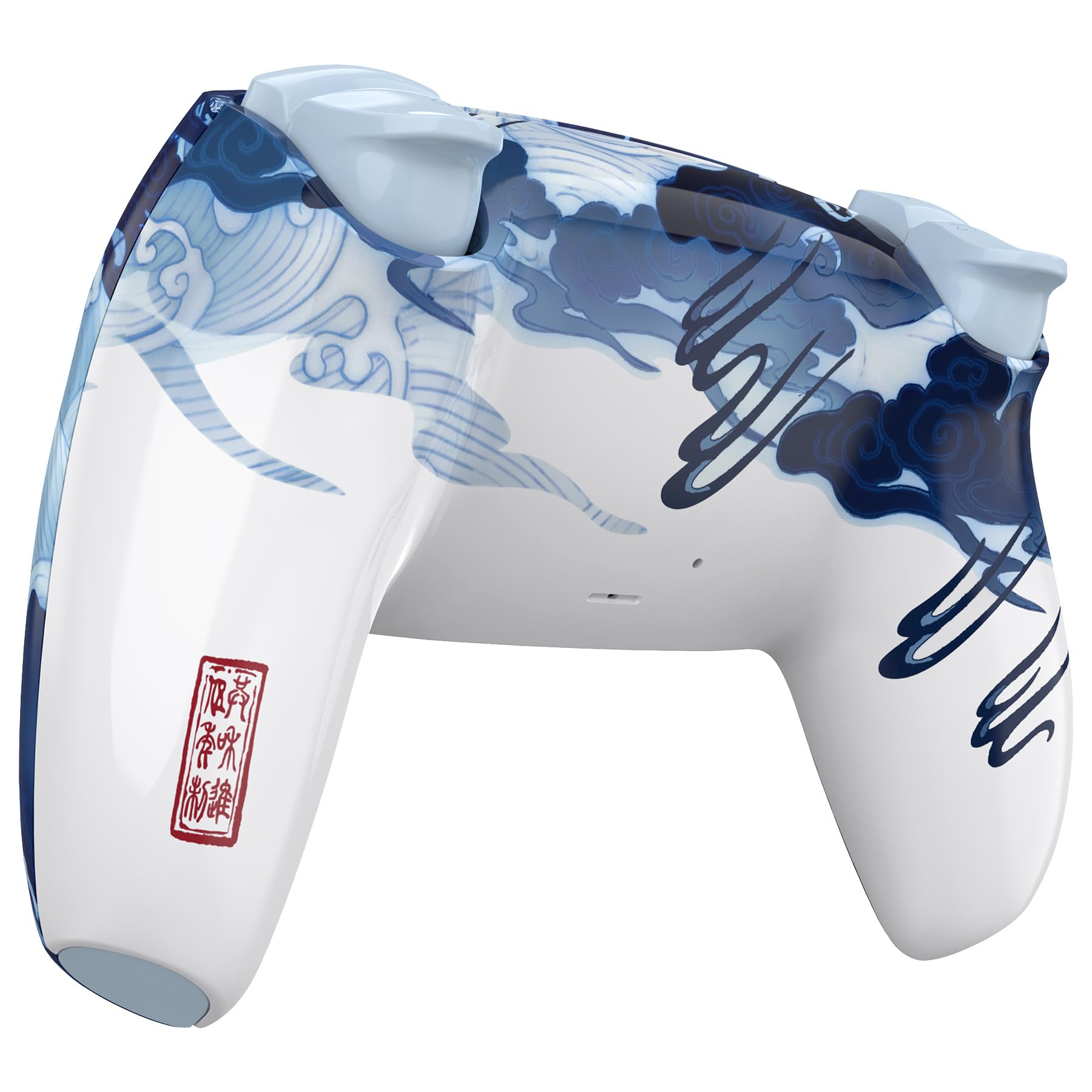 eXtremeRate LUNA Cover Tasti Ricambio per ps5 Joystick BDM-030/040/050,Shell Complete Ridisegnate per ps5 Controller,Pulsanti Set Levette Analogiche&Cacciavite-Porcellana Loong