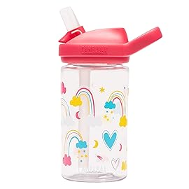 CamelBak Eddy+ Kids Bite Valve Straw Tritan Renew Water Bottle Rainbow Love, 14oz