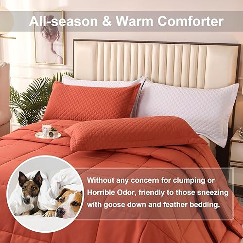 Miniatura 5 de Edredón de tamaño King Plus de 128 x 120 pulgadas, edredón extra grande de 3 piezas, ligero, reversible, para todas las estaciones, relleno de