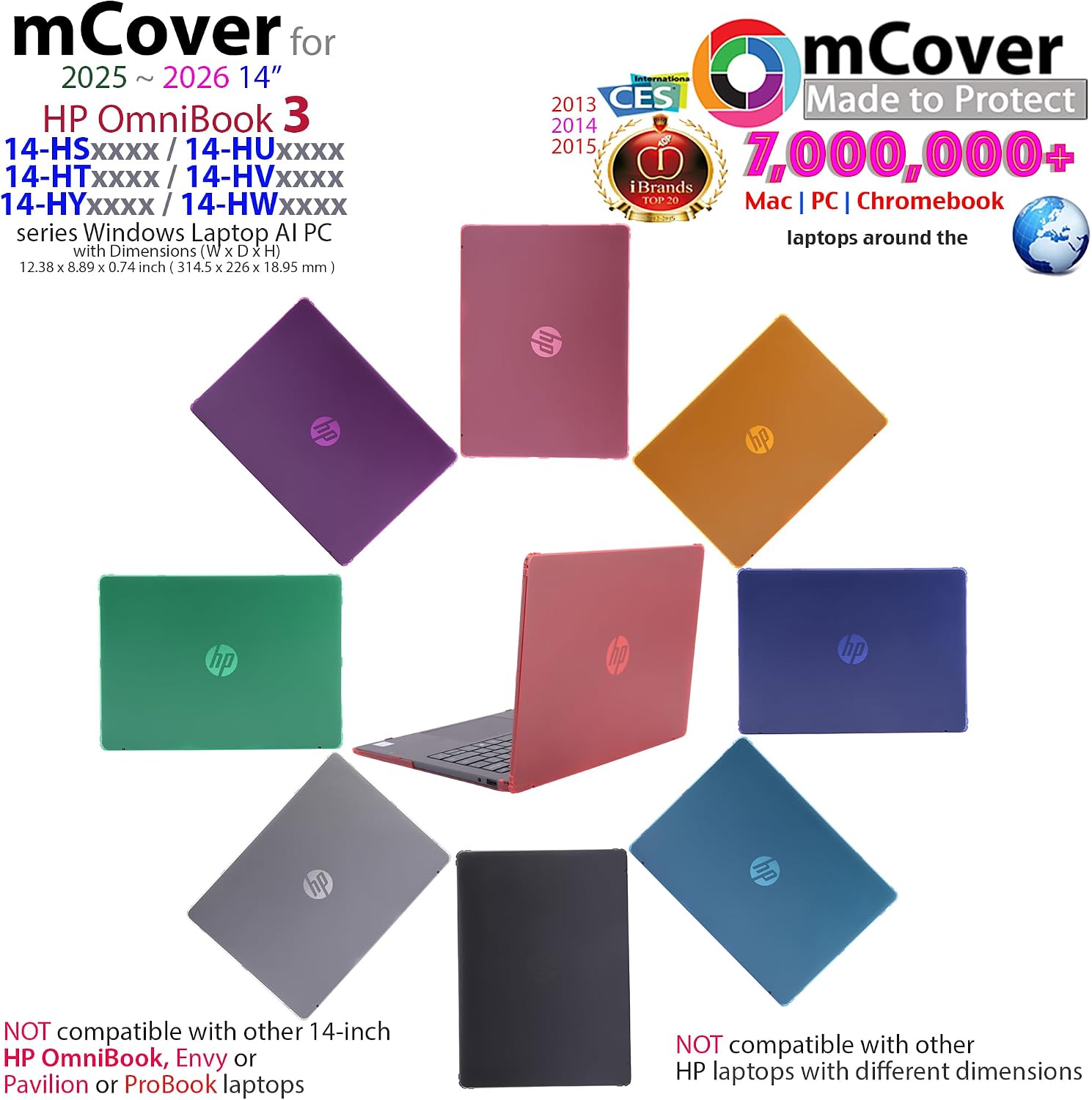 mCover Case for 14" HP OmniBook 3 Laptop 14-HS/HT/HY/HU/HV/HW Series- Pink image 2