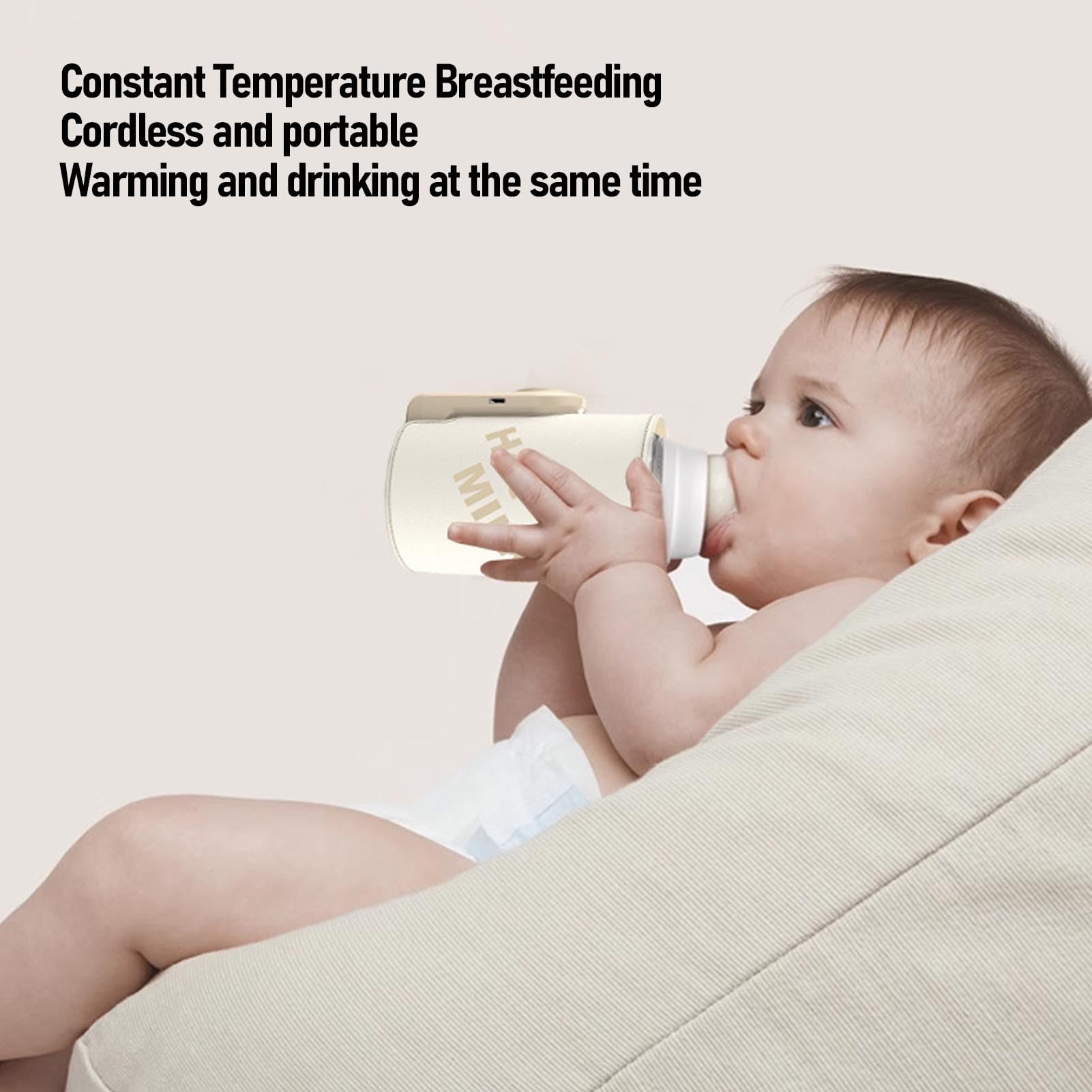 Tosuny Scaldabiberon Portatile, Scaldabiberon Ricaricabile per Latte Materno, Formula, Cibo, Riscaldamento Rapido in 1 Minuto e Impostazioni a 6 Temperature (10000 mAh)