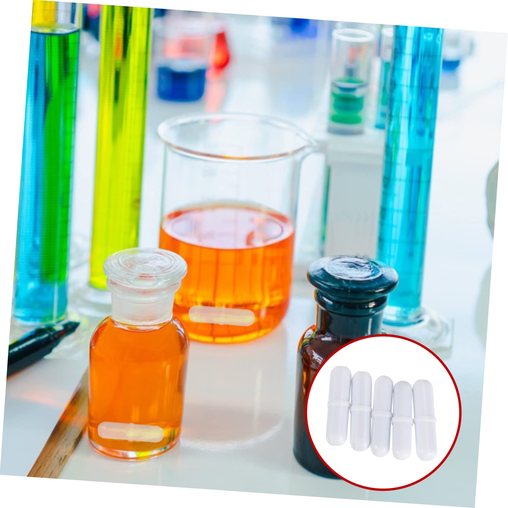 ULTECHNOVO 50pièces Barres De Stirring Magnétiques Ptfe Tiges Agitation Pour Laboratoire Résistantes Température Jusqu