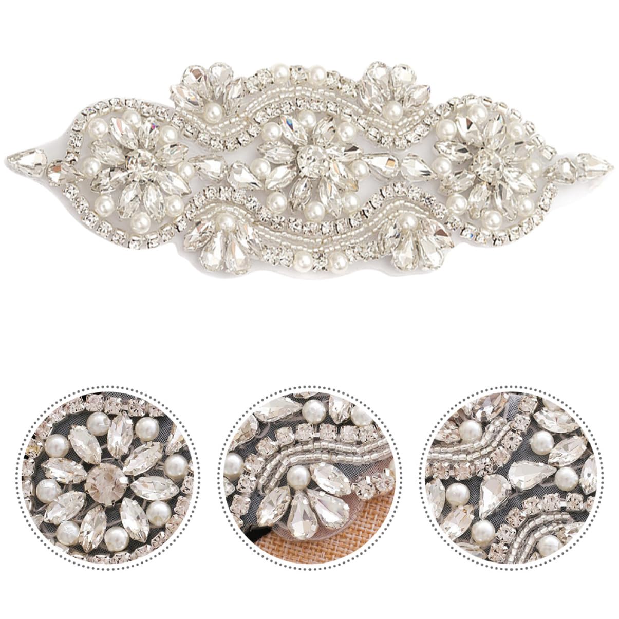 NUOBESTY 5pezzi Rhinestone Applique Per Cinture e Abbigliamento Decorazione Elegante Per Matrimonio e Feste Toppe Termoadesive Strass Per Progetti Fai Da Te
