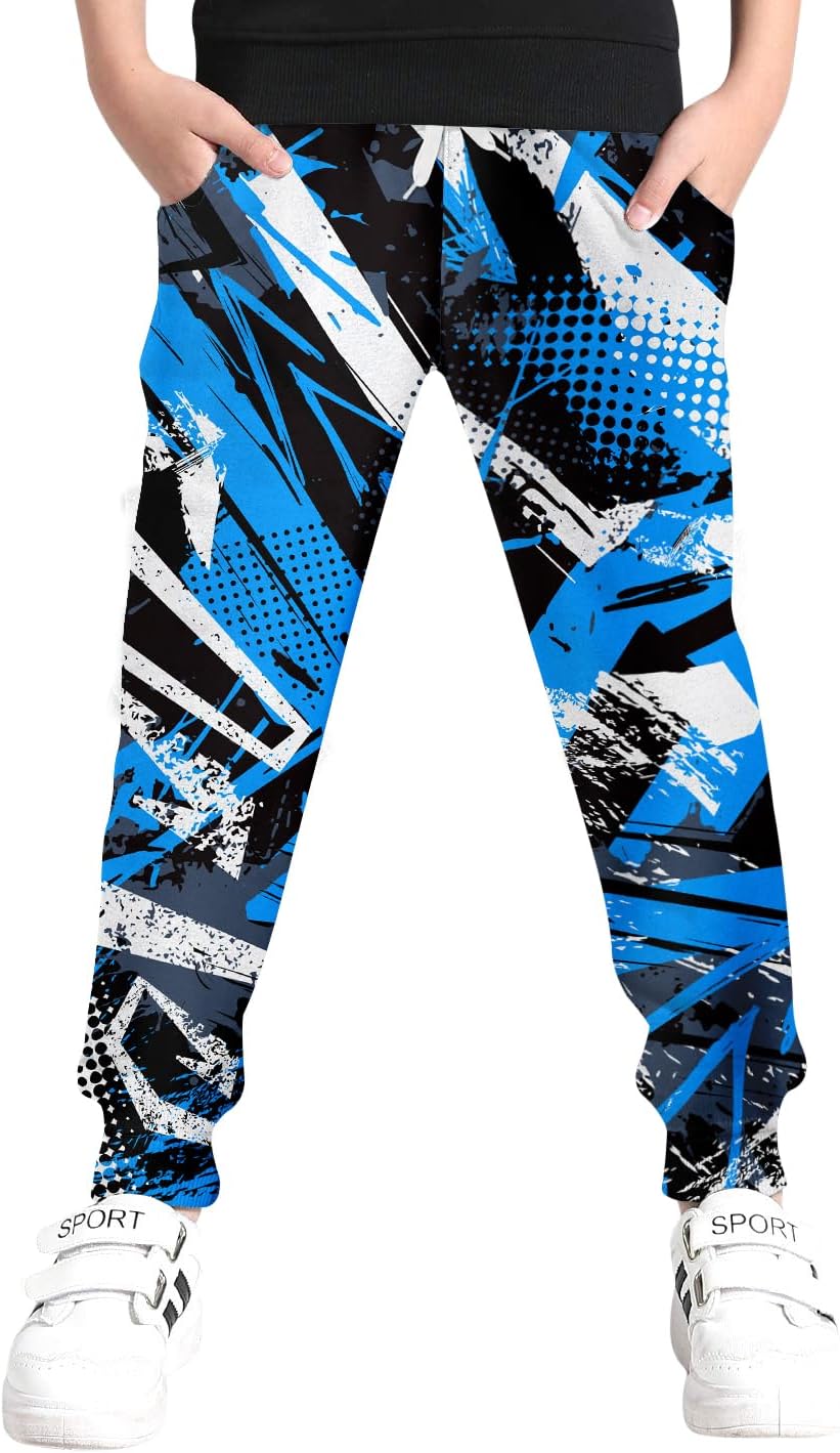 UNICOMIDEA 6-16T Boys Pants Girls Funny Joggers Sports Sweatpants with Drawstring