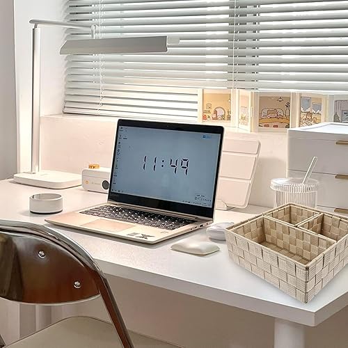 Miniatura 3 de LIFKOME 4 cajas de almacenamiento tejida cesta de almacenamiento de estante cesta de almacenamiento cesta de almacenamiento de mimbre cestas tejidas