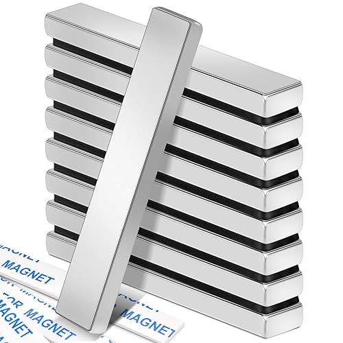 Miniatura 23 de MIKEDE Imanes de neodimio de tierras raras, paquete de 20 barras de imanes fuertes y resistentes, potentes tiras magnéticas con respaldo adhesivo de