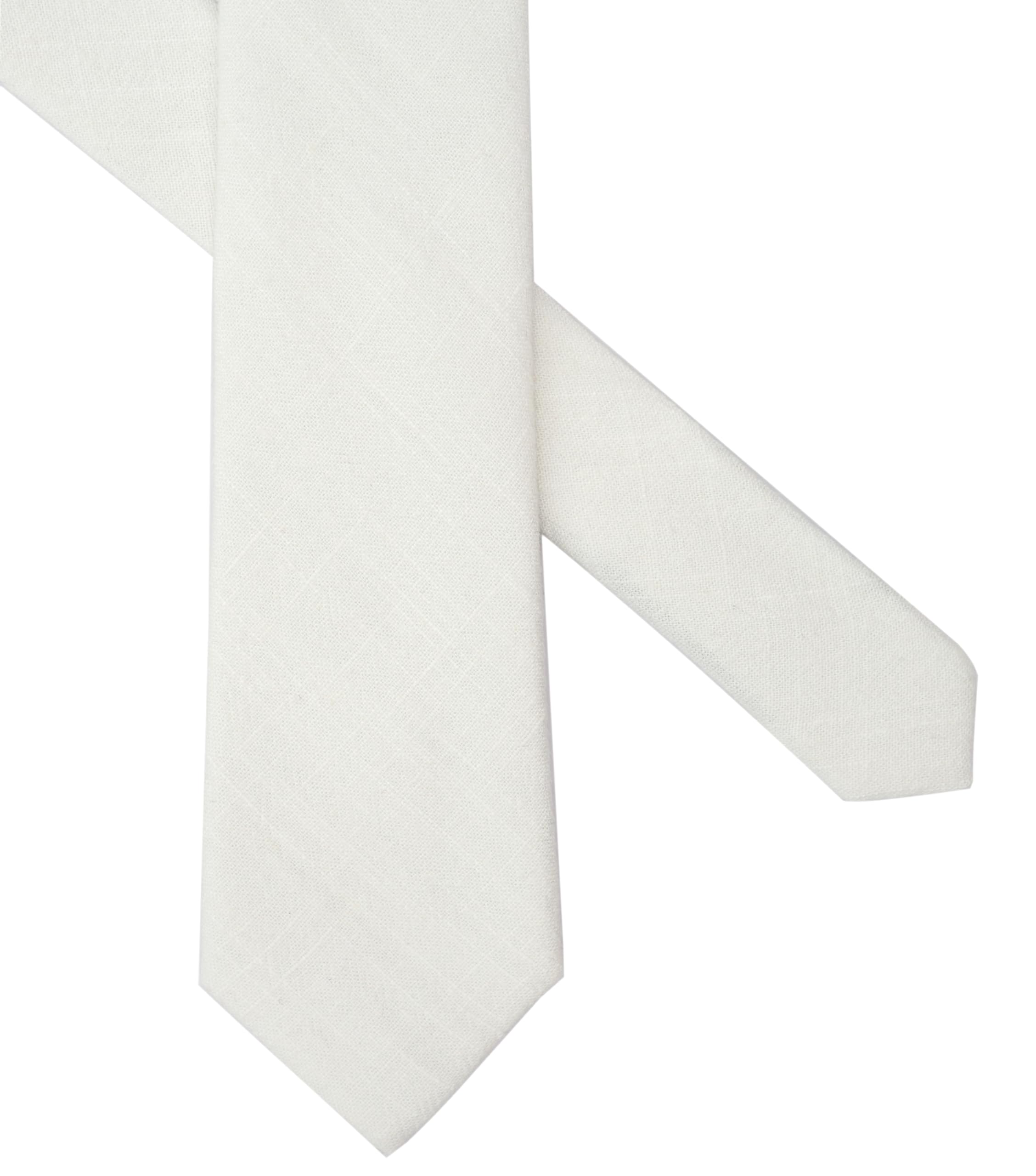 Corbatas ajustadas para hombre, mezcla de lino y algodón, corbatas sólidas de 2.5 pulgadas, 81 marfil 3