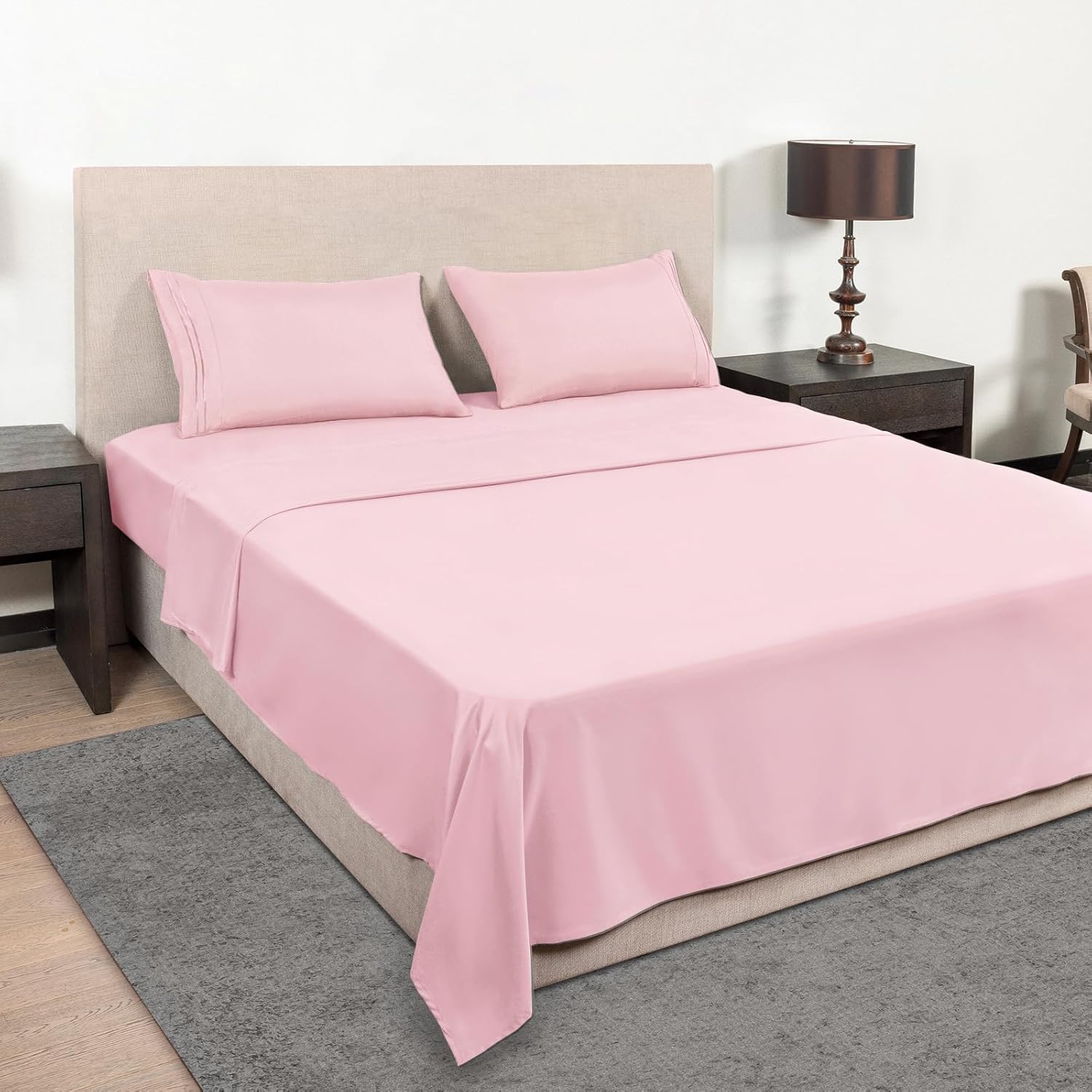 Mejoroom Twin Sheet Set - Hotel Collection Twin Sheets - Bedding Sheets & Pillowcases with Deep Pocket Fitted Sheet, Breathable, Wrinkle & Fade Resistant - 3 Piece(Blush Pink) - Image 6