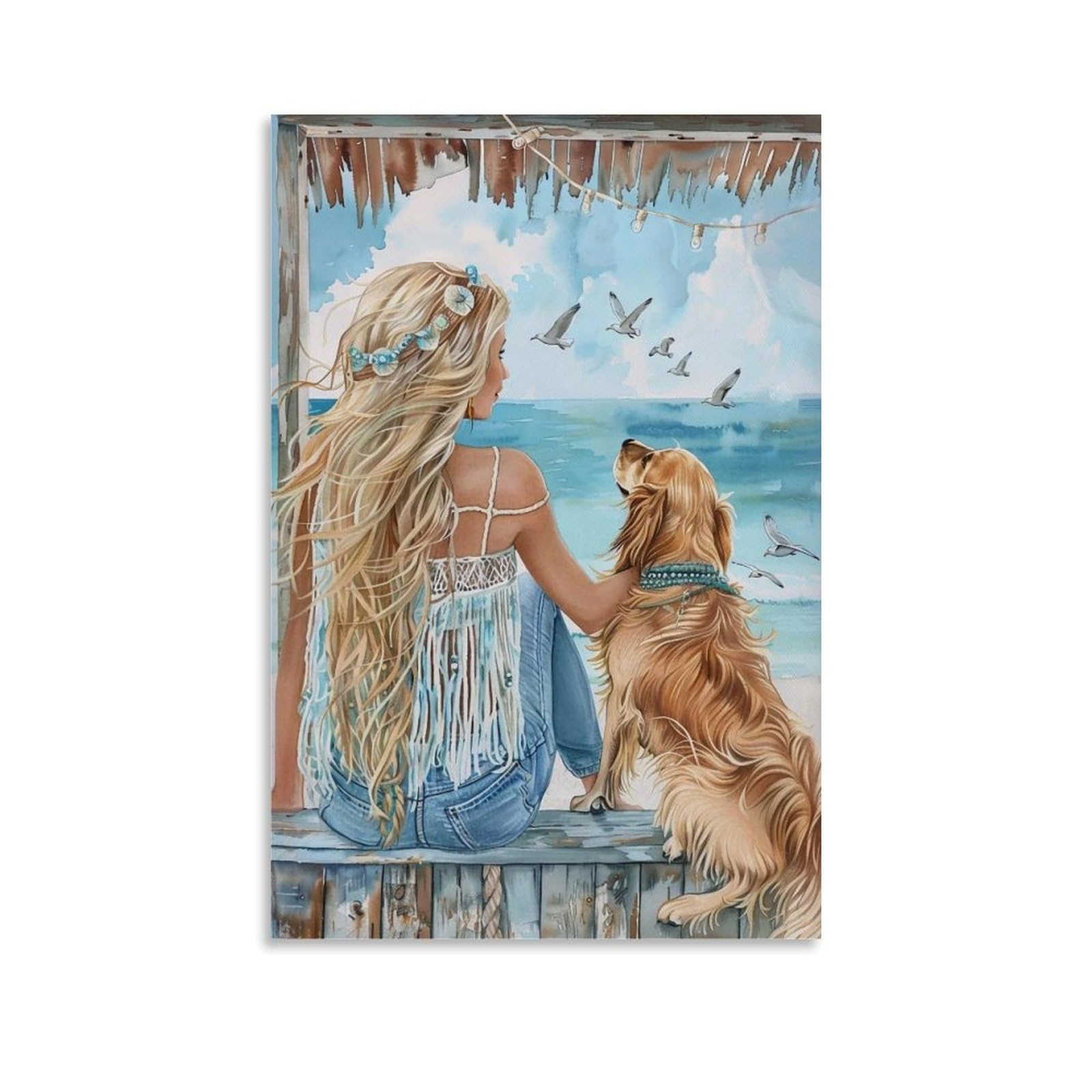 HUERYRYHY Nostalgic Bright Seaside Boho 03 Poster Wall Art Canvas Vintage Aesthetic Painting Decor for Rooms 20x30inch Unframe-style