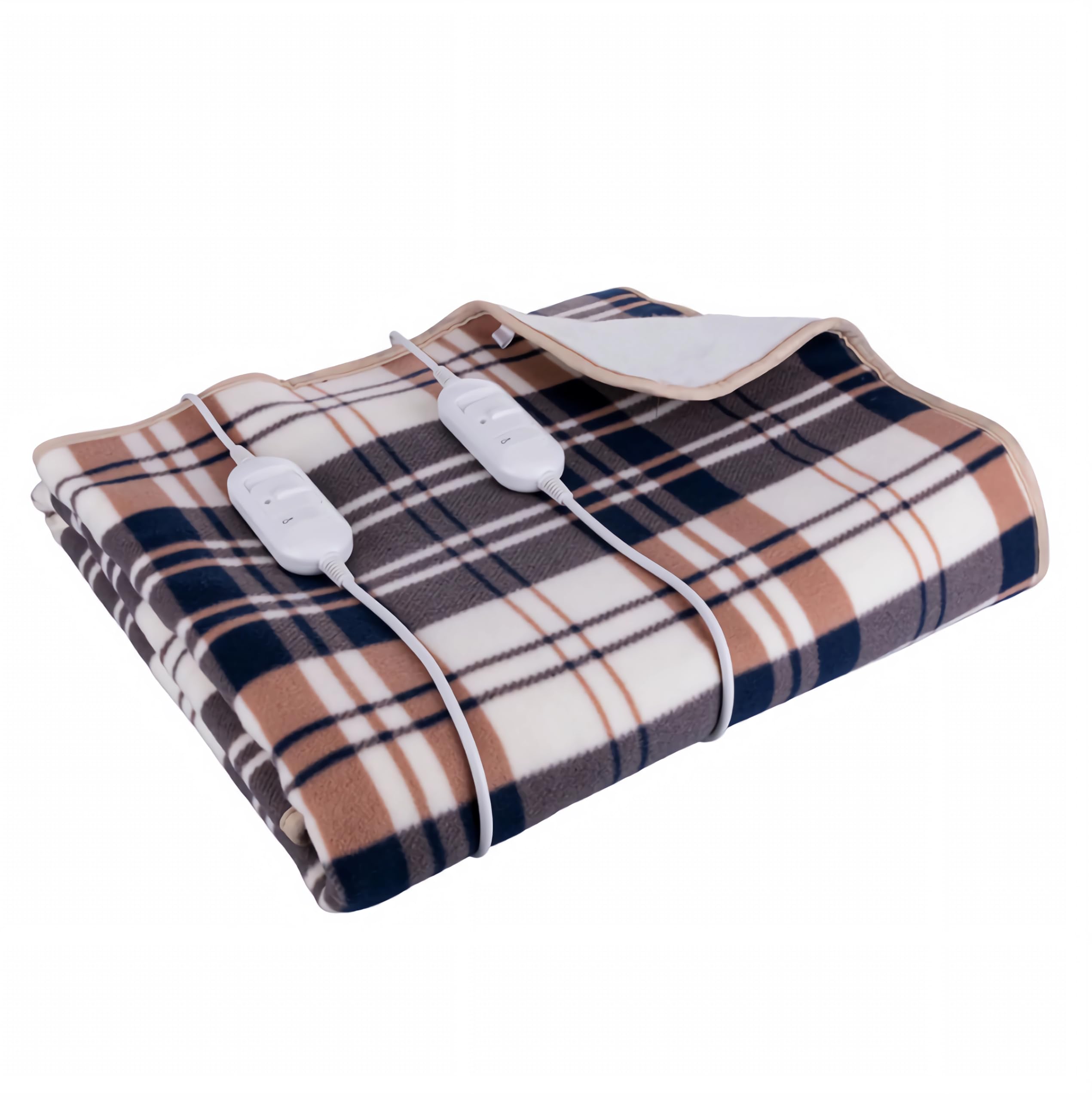 Termocoperta Elettrica Letto Matrimoniale 160x140cm Fantasia Quadri 60W in Soffice Pile Telecomando 2 Temperature 45/60° Coperta Termica Lavabile in Lavatrice (160x140 Centimetri)