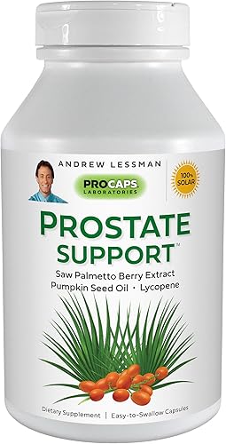 ANDREW LESSMAN Apoyo para la próstata, 60 cápsulas blandas  palma de sierra, aceite de semilla de calabaza, licopeno, nutrientes clave para apoyar