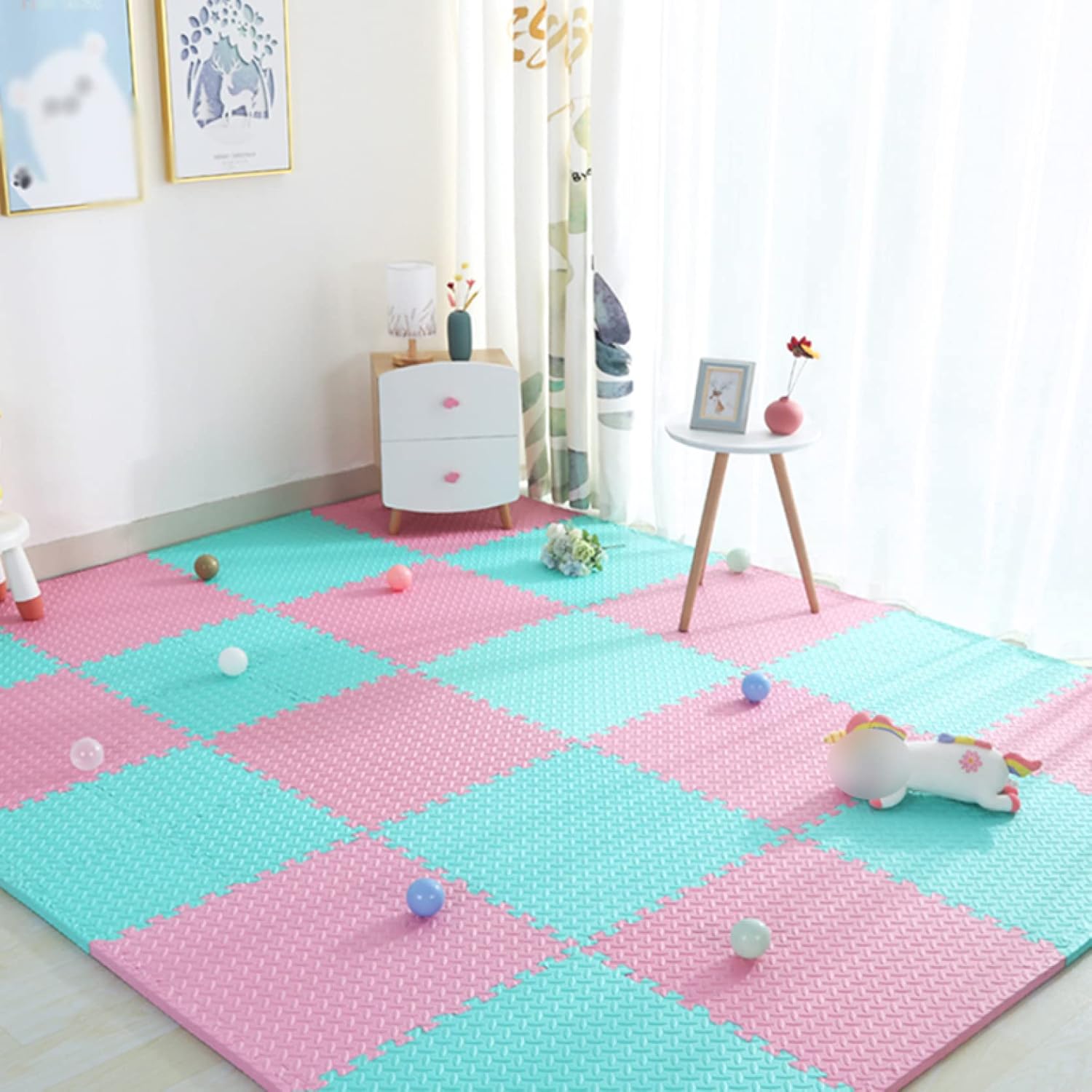 マット ジョイントマット 防音 厚手 サイドパーツ付 おしゃれ フロアマット プレイマット 大判 ルームマット L パズルマット 無地 ノンホルムアルデヒド 床暖房対応 洗える 軽量 北欧 キッズ ベビー 60 1 2 6 期間限定60 Off