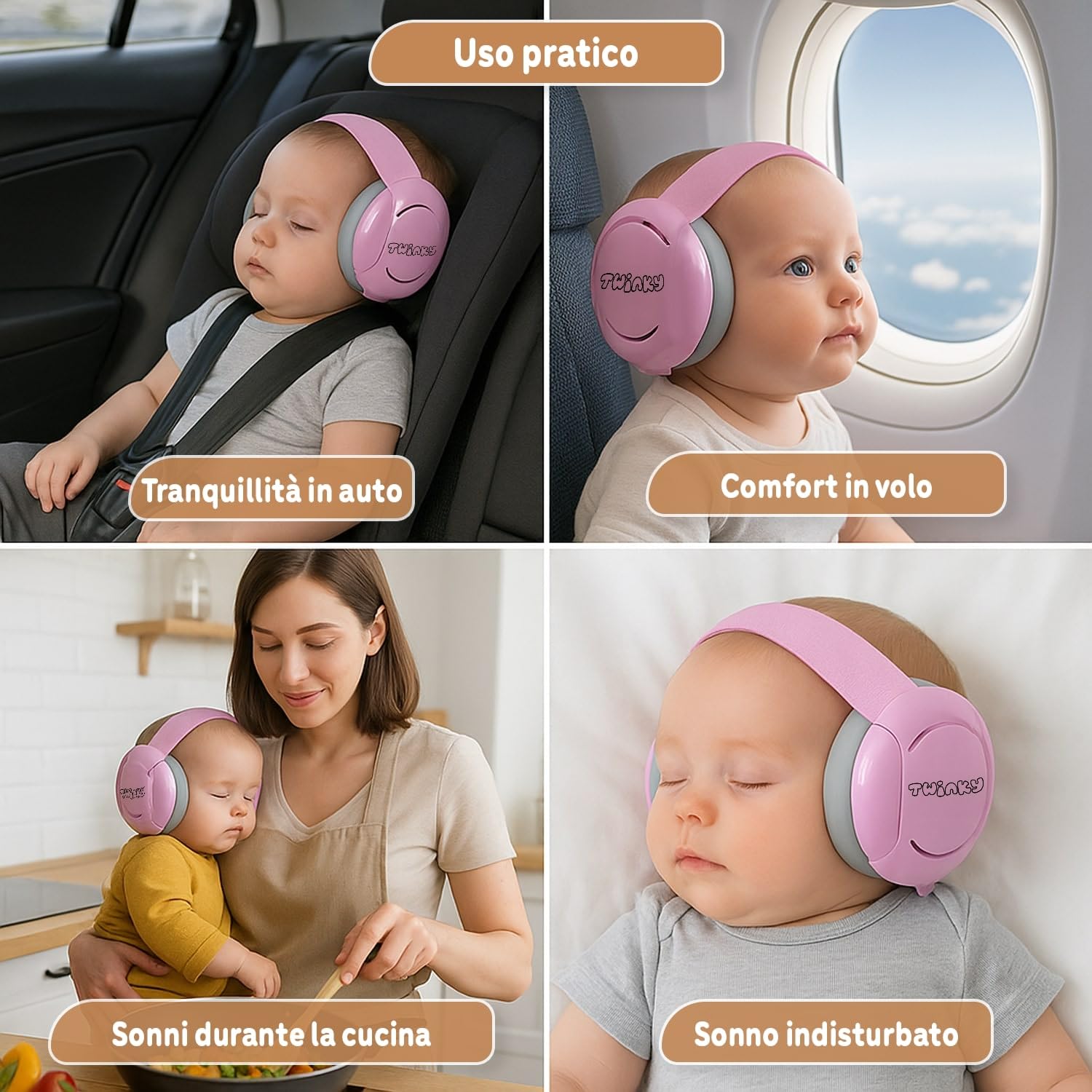 Twinky Cuffie Antirumore per Neonati e Bambini 0–36 Mesi – Cuffie Protettive Regolabili e Confortevoli – Baby Ear Muffs per Protezione dell’Udito e Sonno Migliore