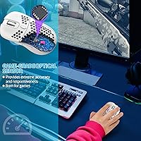 Vista 4 de Honeycomb - Mouse para juegos con cable, retroiluminación RGB y 7200 DPI ajustables, mouse USB ergonómico y ligero con sensor de alta precisión