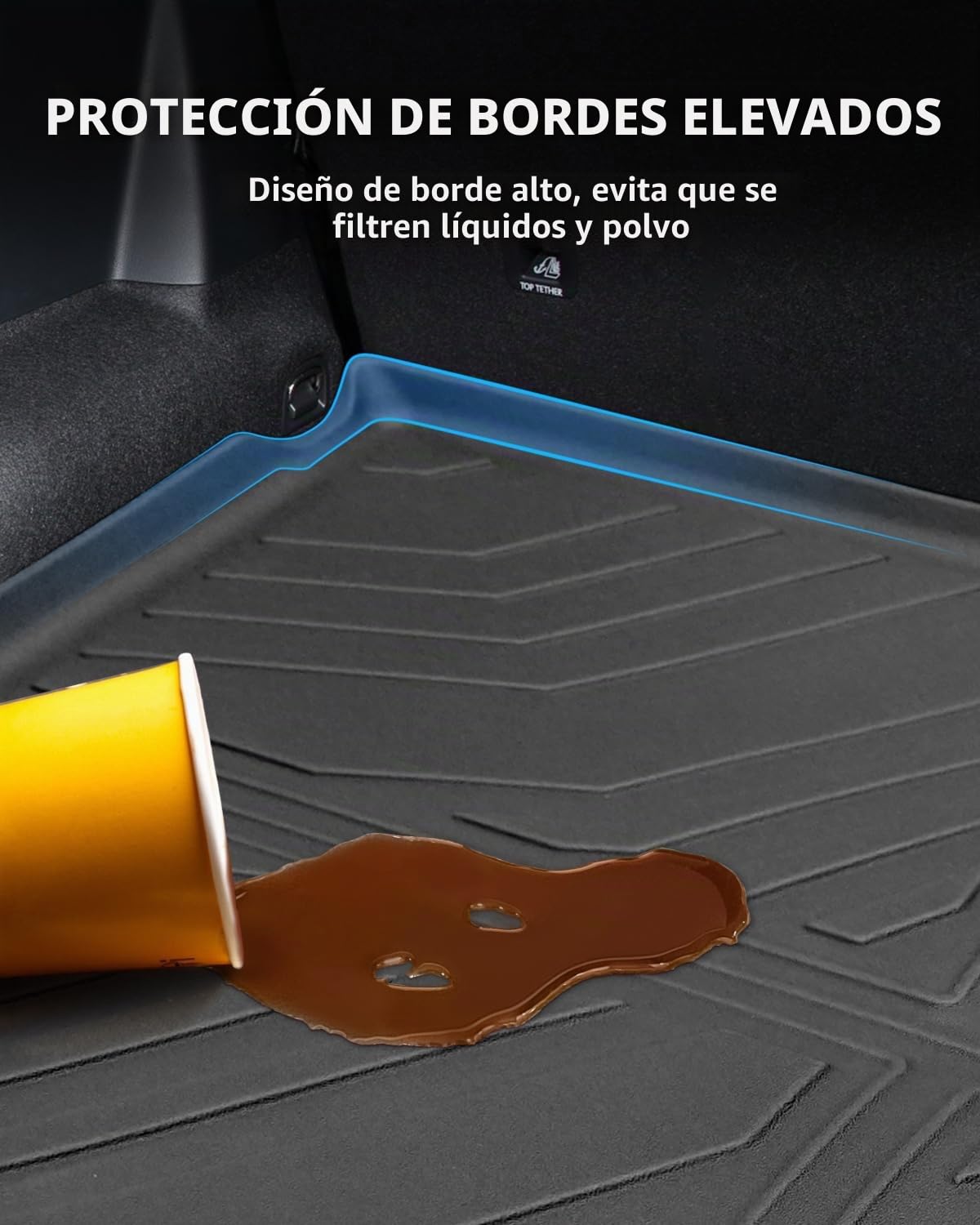 TPE Alfombrillas Maletero para VW Tiguan 3 MHEV/PHEV 2024-2026 | Alfombras Maletero Originales, Protector Maletero Antideslizantes e Impermeables, Funda Maletero con Bordes Elevados