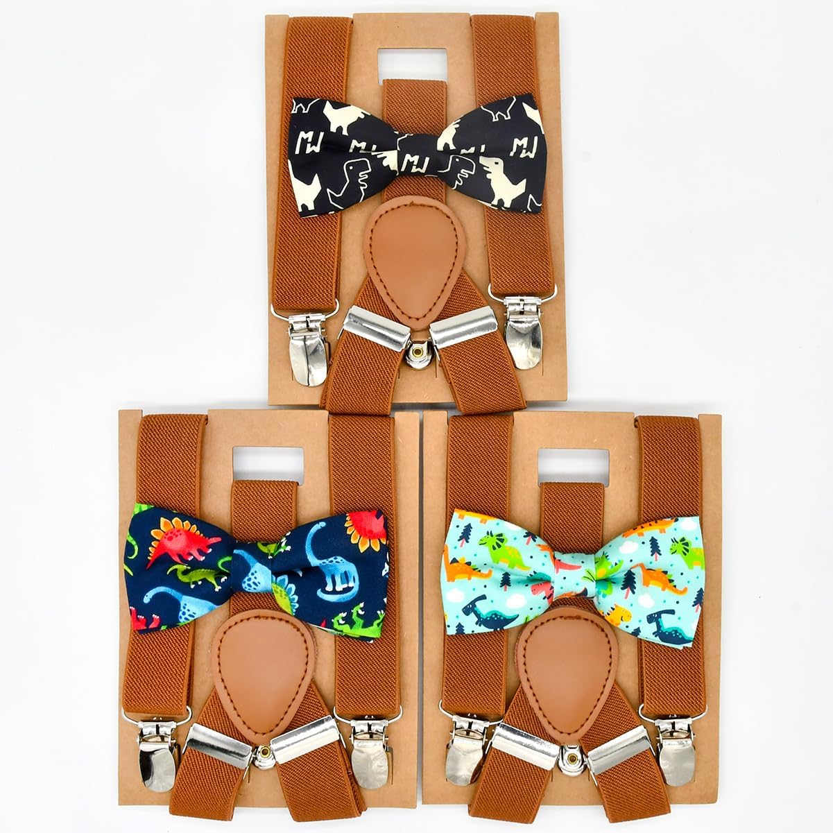 Dinosaur Bow Tie & Terracotta Suspenders Set