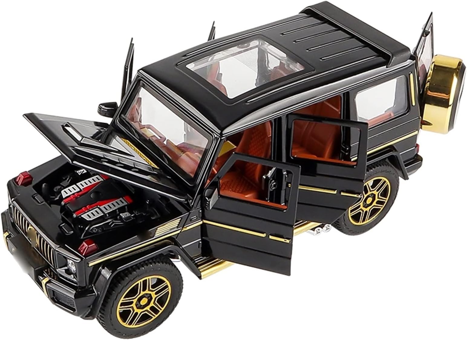 YBSM Diecast Car 1:24 For G63 SUV AMG Toys For Boys Children Gift Alloy Pull Back Model Car Model Toy Sound Light Pull Back Toy Car (Color : Black)