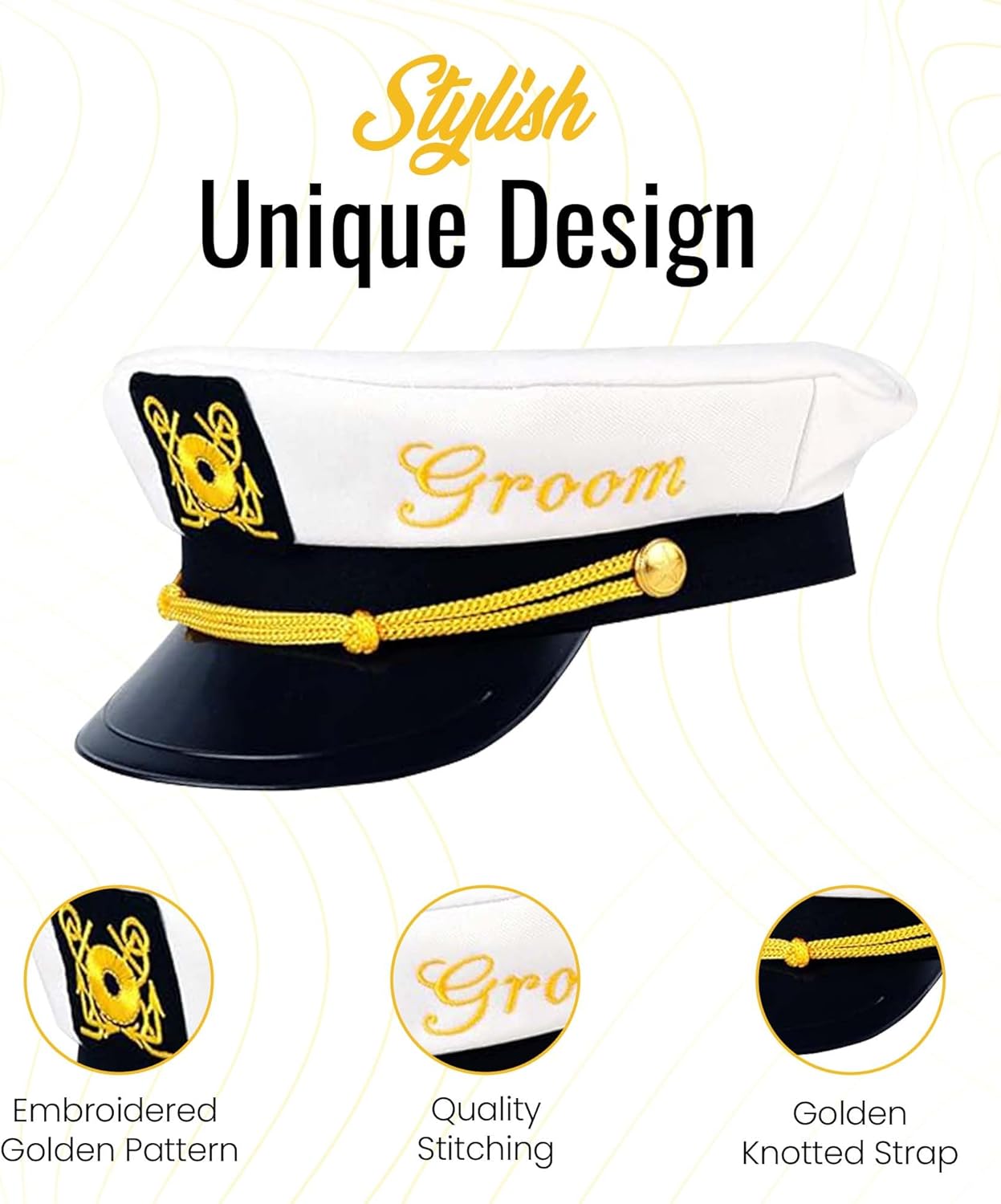 Bachelor Party Captain's Hat, Glasses, Sash Set - Groom To Be Accessories Set Includes Captain's Hat Groom Sunglasses Groom Sash Funny Bridal Shower Groomsman Wedding Gifts Favors Decor Decorations - Image 4