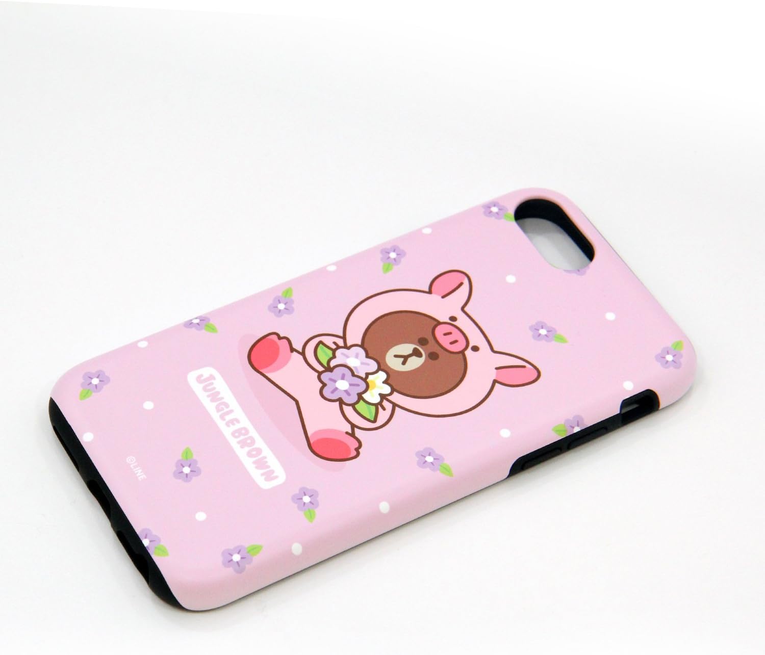 LINE FRIENDS KCL-DPB002 iPhone 8 Case/iPhone 7 Case Jungle Brown Pig iPhone Cover 5.8 Inches (Japan Authorized Dealer Products)