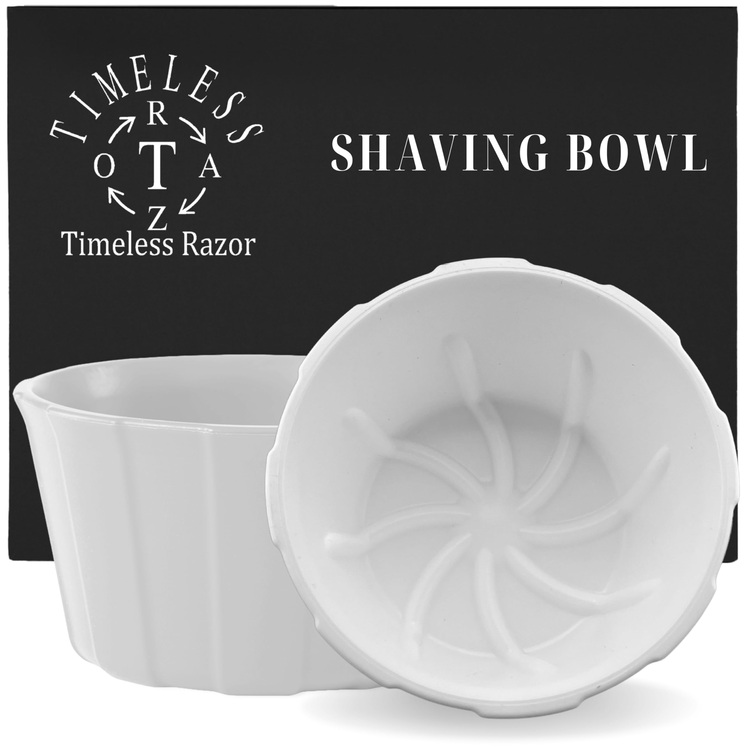 TIMELESS RAZORWhite Shaving Bowl w/Ridges - Mixes Mens Shaving Cream & Shaving Soap - Durable & Holds Heat Longer - Whip a Quick, Rich & Thick Lather - USA Made