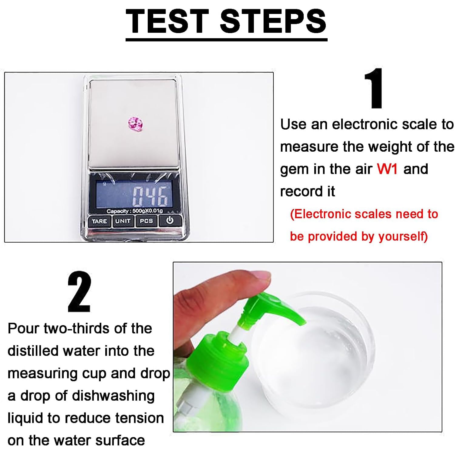 Kit de determinación de densidad de precisión para líquidos y sólidos, equipo de prueba no destructivo con dispositivo de pesaje de agua sin gas
