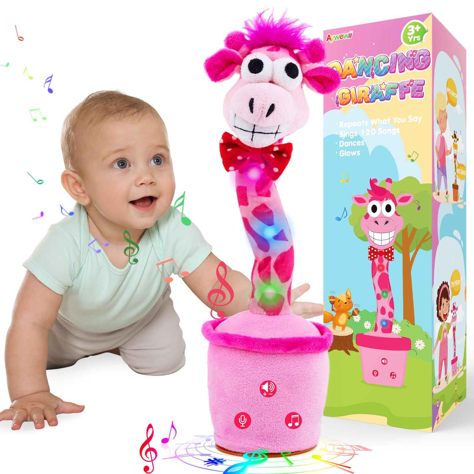 Aywewii Dancing Talking Giraffe Toy, Easter Basket Stuffers Baby Toy Repeats Sings Mimicks Toddler Toys with 120 Songs Recording What You Say Gifts for Birthday Kids Toys for 3 4 5 6+ Year Olds
