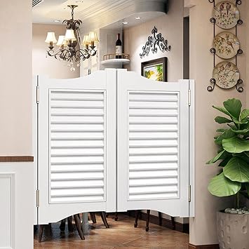 Solid Wood Swing Door,Indoor Louvered Cafe Swinging Door,Vintage Parlor Butler Gate Partition Door,Saloon Western Style Swinging Bar Pine Wood Cafe Door,Includes Hinges,Custom W 28 x H 24in