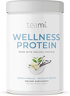 Teami Vanilla Protein Powder with Organic Ingredients - Smooth Plant Based Pea Protein Powder with Low Net Carbs, Non-GMO, Dairy Free,Soy Free, Sugar Free Vegan Protein Powder (14 Servings, 13.6 Oz)