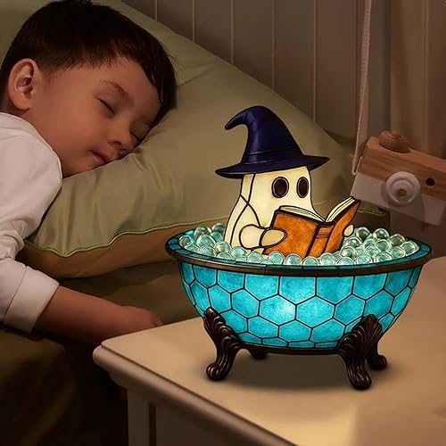 Miniatura 6 de Decoraciones de Halloween decoración de baño de Halloween, lámpara de baño de burbujas fantasma y lámpara de libro de lectura de fantasmas, luz