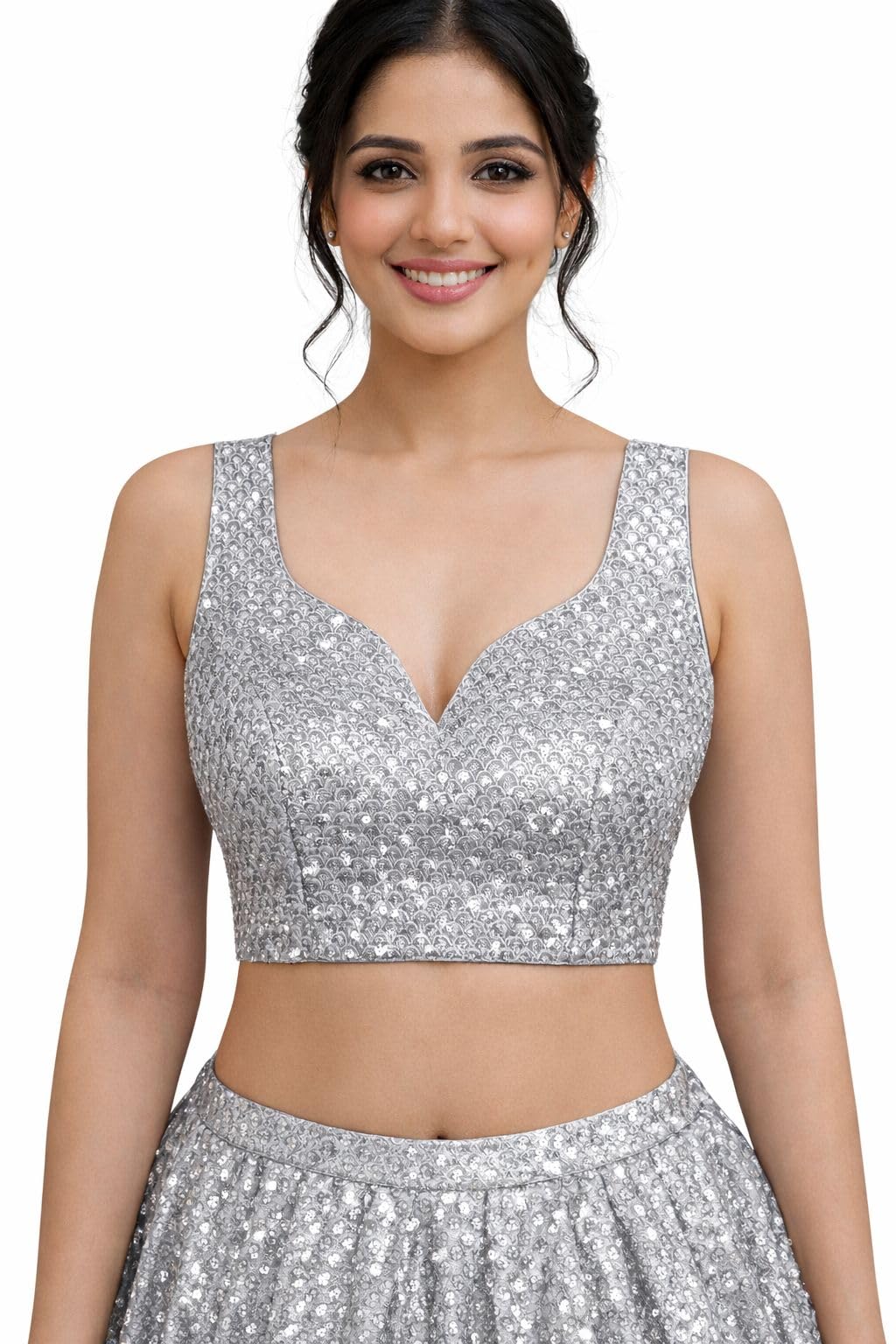 Women's Heavy Sequence and Jari Embroidery Work Georgette Readymade Blouse for Saree and Lehenga, Designer Lehenga Blouse for Women's and Girl's