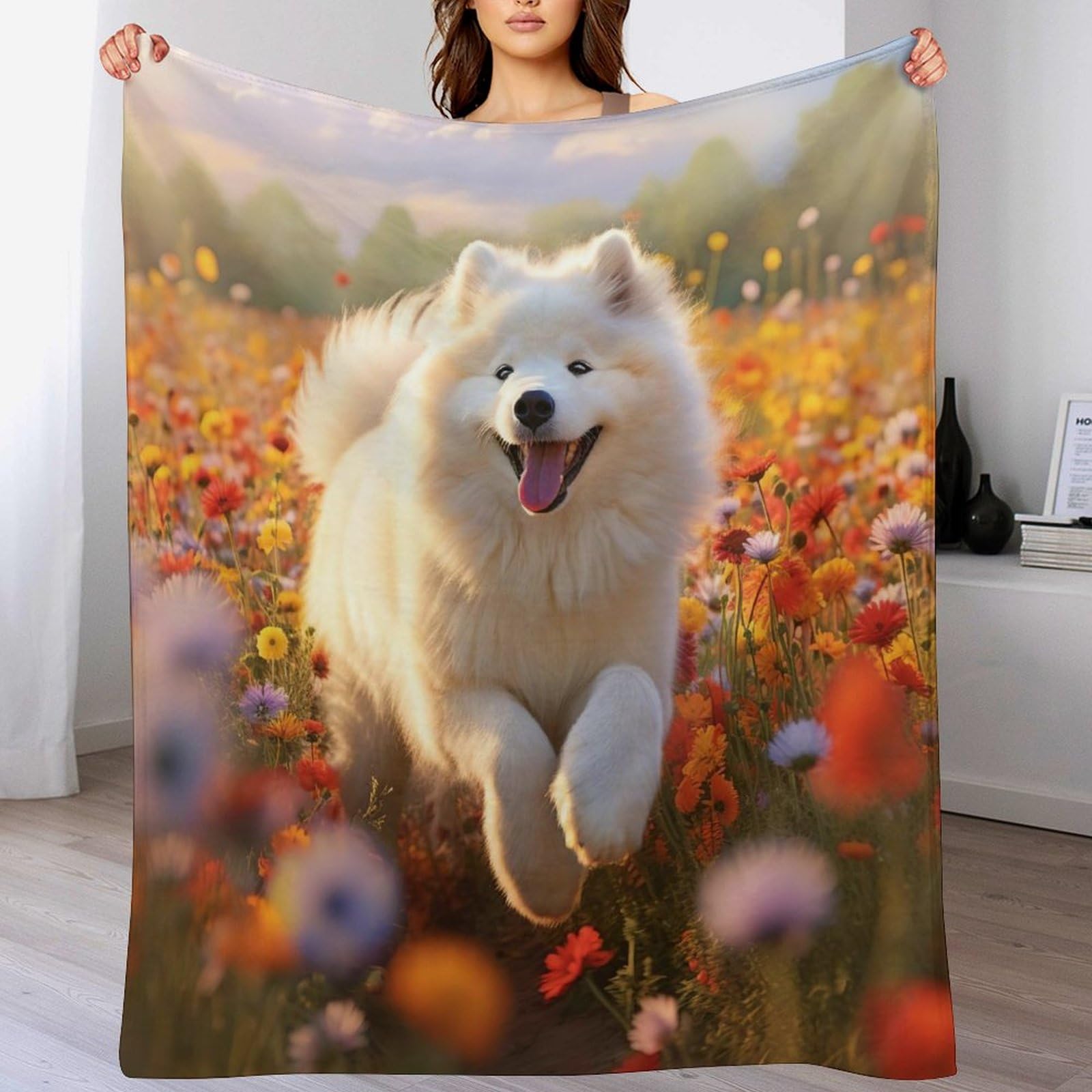 Couverture en flannel imprimé chien grand plaid doux pour des soirées cocooning canapé
