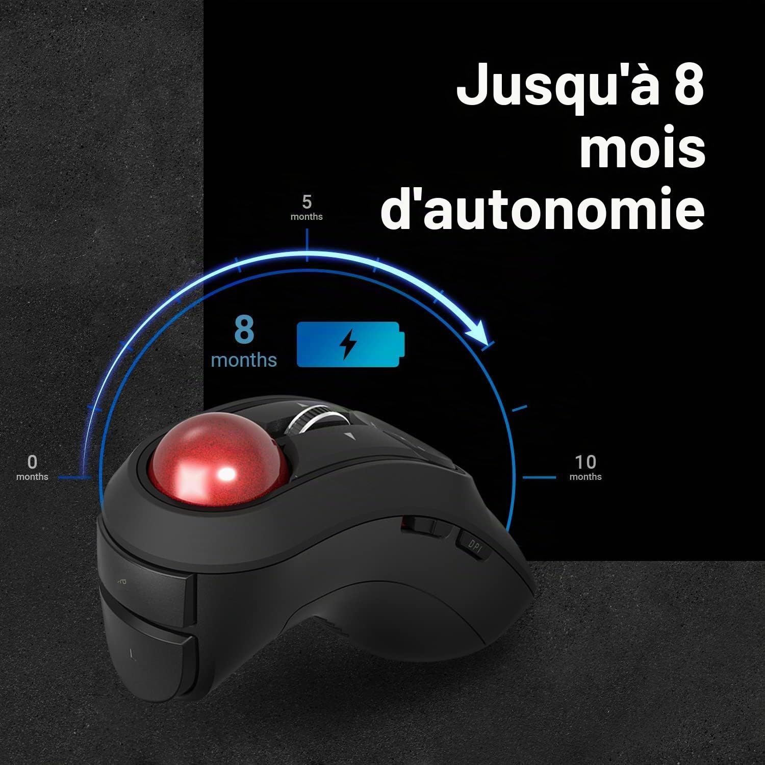 Elecom Relacon M-RT1DRBK Souris Portable avec contrôle du Pouce, sans Fil 2,4 GHz, Design Ergonomique, Fonction à 10 Boutons, Windows11, MacOS