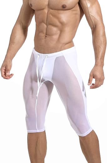 AGJGFM Mens Mesh Yoga Pants See Through Cool Dry Compression Tights Fitness Workout Leggings Bodybuilding Pants