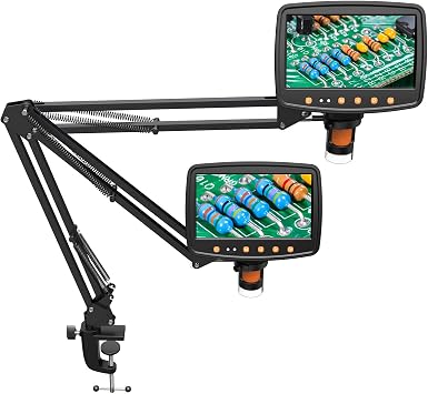 Hayve Microscope Arm Stand,Adjustable Metal Bracket with Clamp and Grommet Base,Coin Microscope Mount ,Compatible with Model DM4 DM9 MS2 MS1 MS3& Most 4.3,7 Digital Microscopes 1.65for MS1,MS3