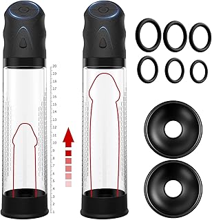 Electric Penis Vacuum Pump with 4 Suction Intense Rechargeable Adult Toys Penis Enlarger for Men Penis Enlargement Pump with 6 Cock Rings Sex Toys Male Sex Toys for Men Bigger Erections
