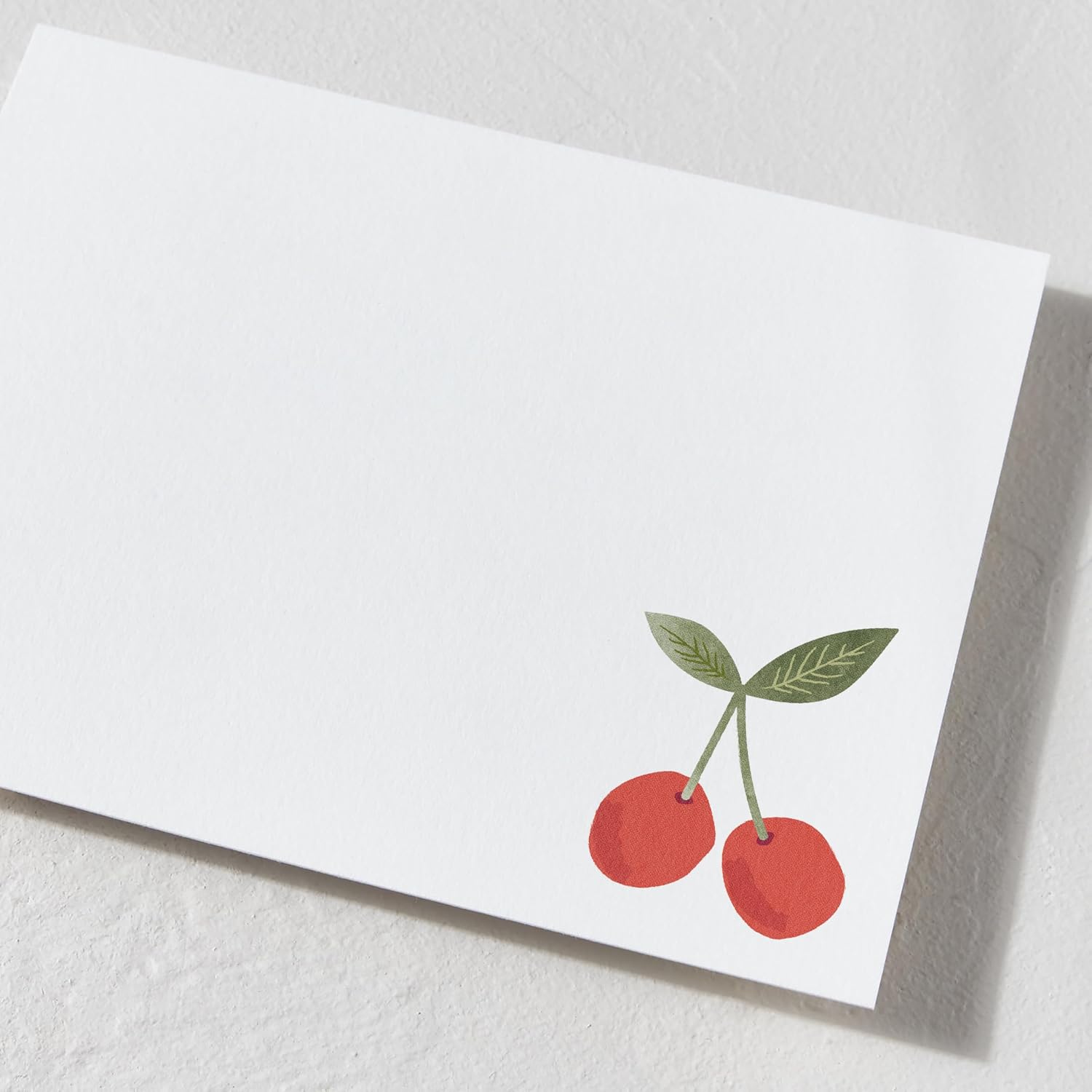 Minted Twin Cherries Stationery Set, Set of 10, Flat Note Cards & Envelopes for Invitiations and Handwritten Thank You Messages, Red Cherry Fruit Illustration, Gifts for Men and Women, Luxurious Paper image 2