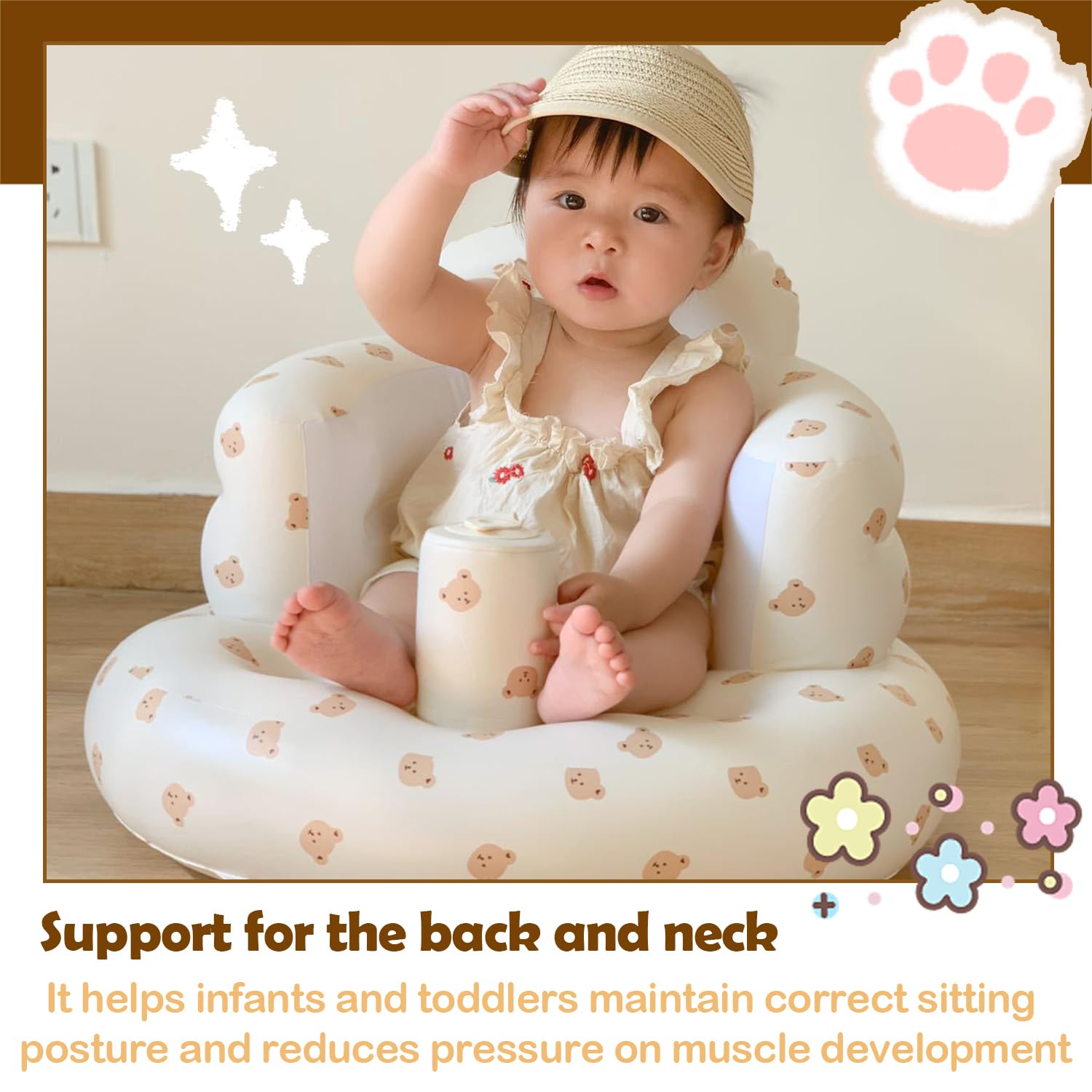 Siège Gonflable Bébé Portable Chaise d'Entraînement 3 Mois+