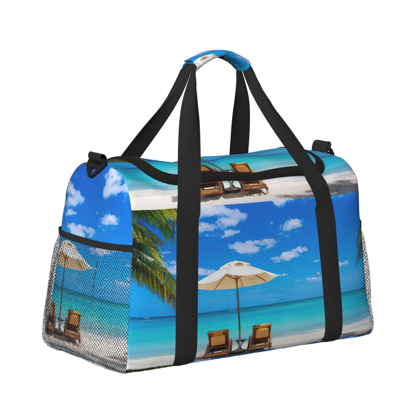 Bolsa de viaje con palmeras de playa, grande, plegable, impermeable, para la noche, playa, natación, piscina, deportes, gimnasio