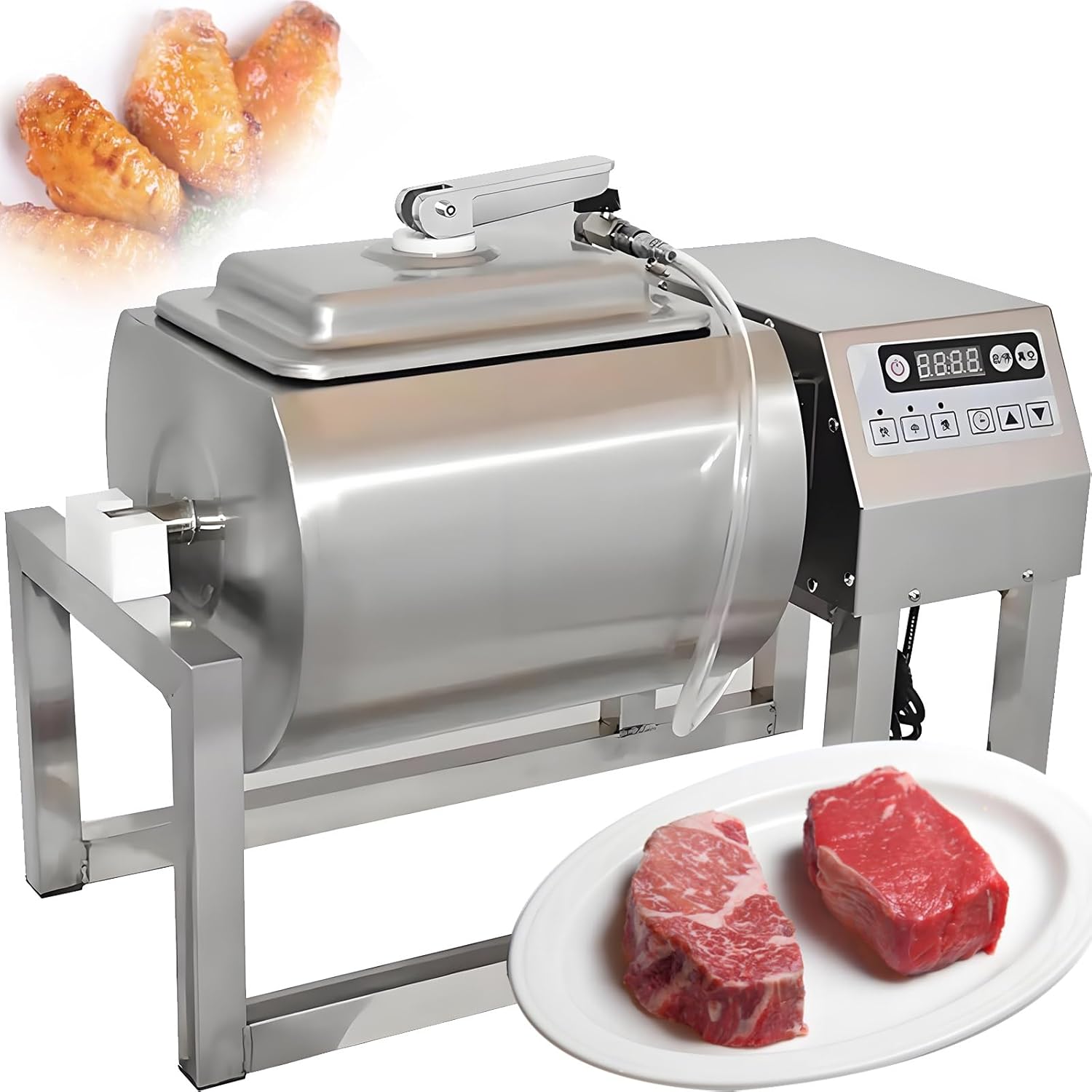 36lb/18L Vacuum Tumbler Marinating Machine,Commercial Meat Tumbler Marinator Stainless Steel Vacuum Marinating Machine 3 Speeds for Meat Poultry Seafood Vegetables