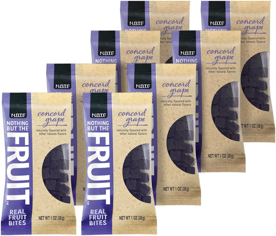 Nothing But the Fruit Real Fruit Bites, Gluten Free, Vegan Snacks, Concord Grape, 1 oz. pouch (8 Count)