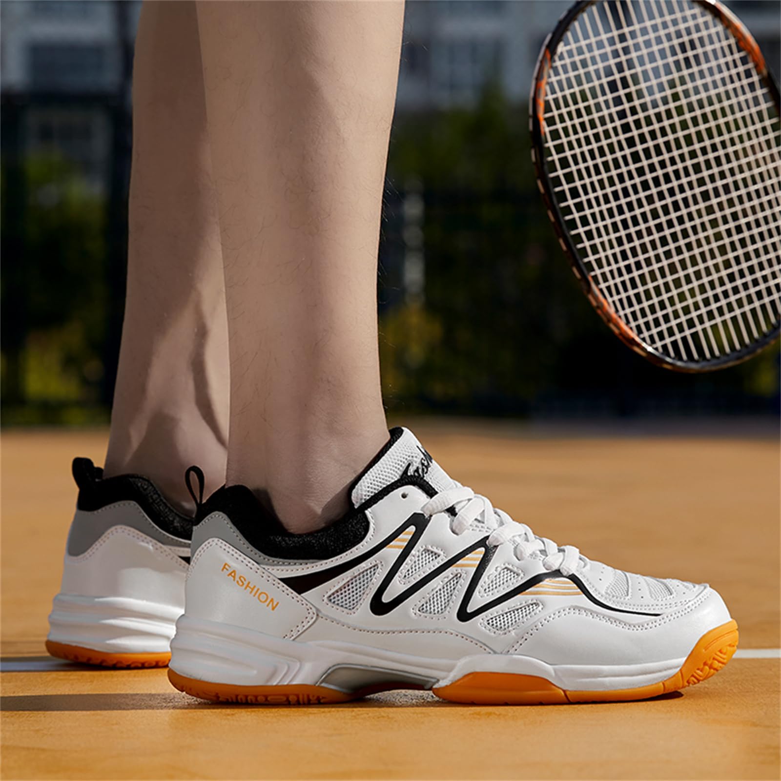 JiuQing Męskie buty do badmintona Wysokie buty do tenisa Pickleball Antypoślizgowe lekkie tenisówki do hal
