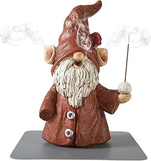 Incense Holder for Sticks, Cute Gnome Statue Incense Cone Burner Ornaments, Adorable Gnome Home Decoration, Unique Gnome Stocking Stuffers for Women Men